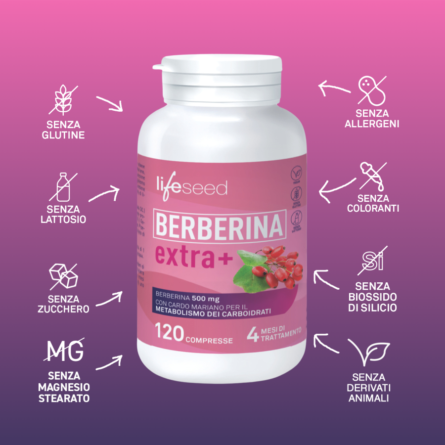 Berberina Extra+: integratore naturale puro, senza glutine, lattosio, zuccheri e senza biossido di silicio - ScegliNatura