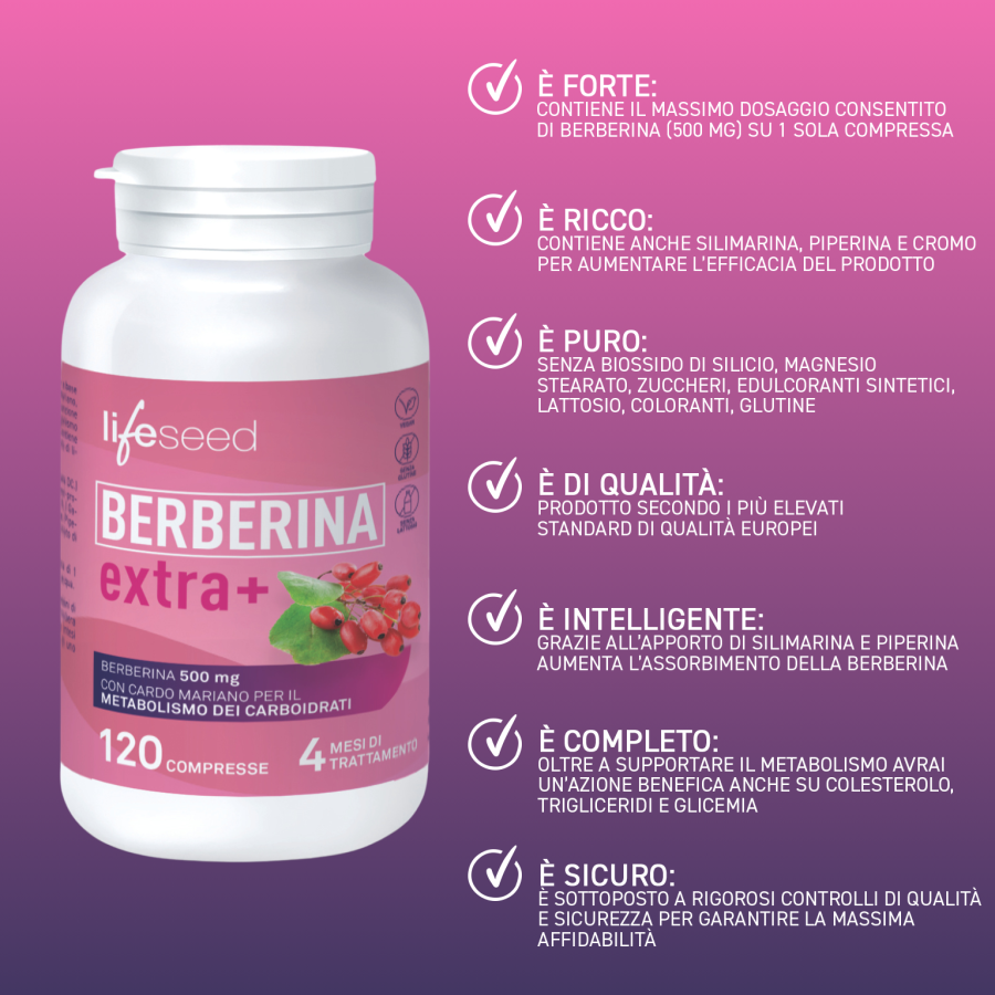 Vantaggi Berberina Extra+: formula ad alto assorbimento per il controllo di colesterolo, trigliceridi e glicemia - ScegliNatura