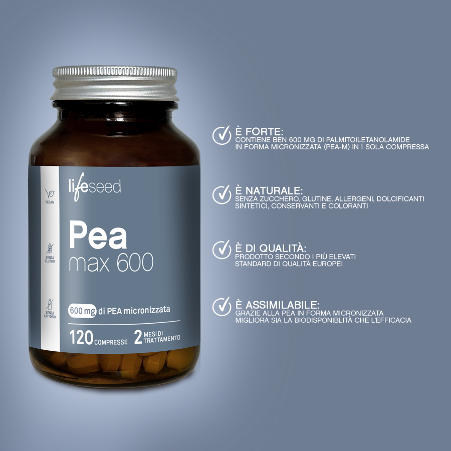 PEA MAX 600 in forma micronizzata ad alta biodisponibilità: 600mg di PEA per compressa - Sceglinatura