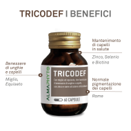TRICODEF benefici: integratore per capelli deboli e unghie fragili con azione antiossidante - ScegliNatura